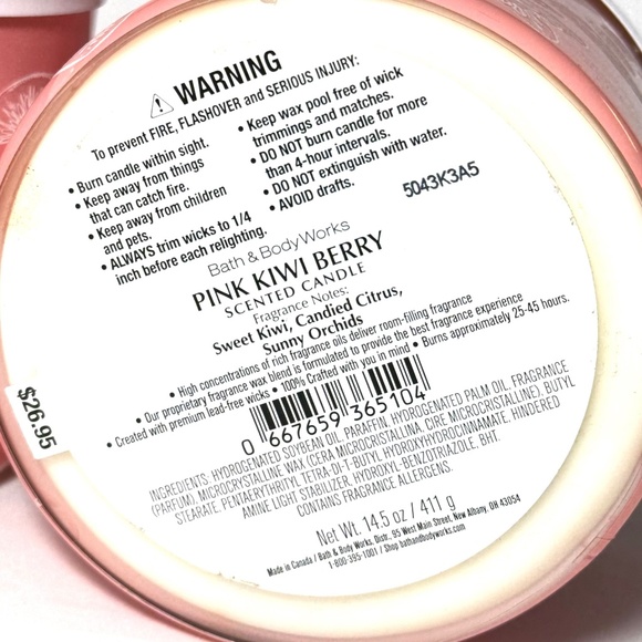 PINK KIWI BERRY 3 Wick Candle - Picture 3 of 3